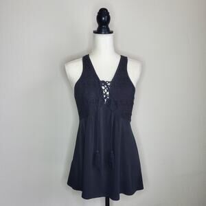 BCBG Black Crochet Tank Top Small